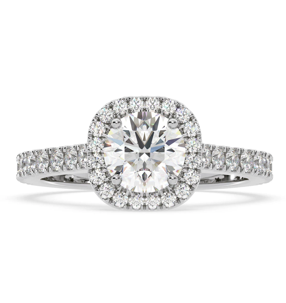 Elizabeth Lab Diamond Halo Engagement Ring in Platinum 2.00ct F/VS1