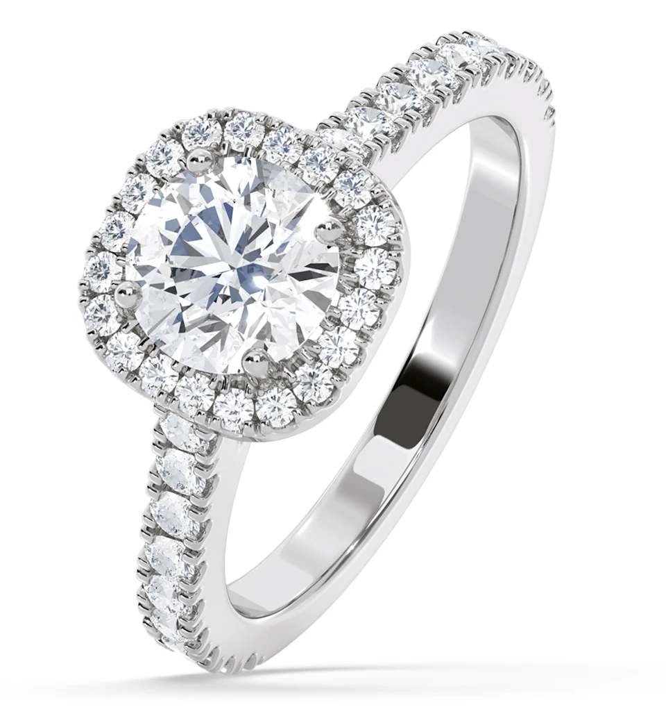 Elizabeth GIA Diamond Halo Engagement Ring in Platinum 1.50ct G/SI1