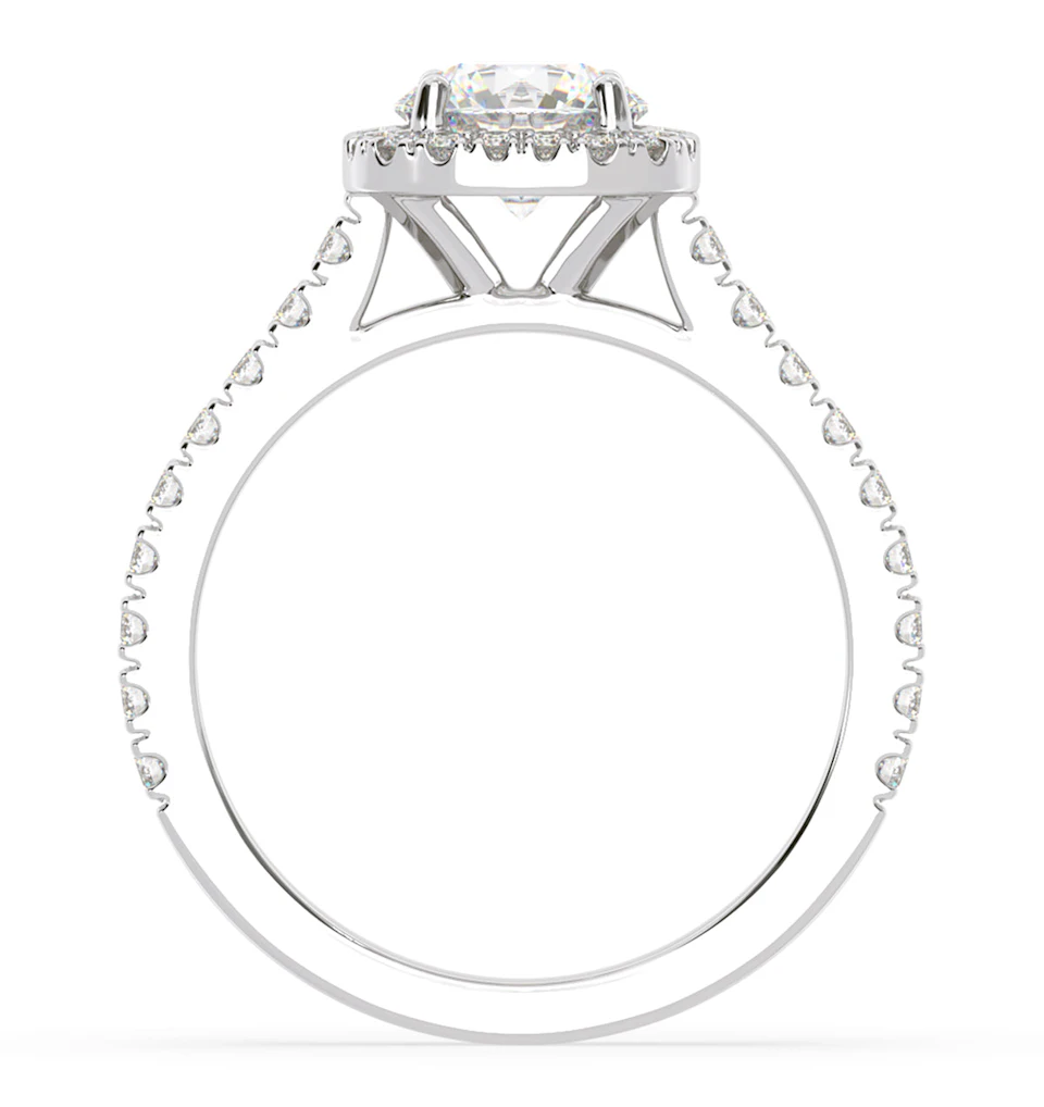 Elizabeth Lab Diamond Halo Engagement Ring in Platinum 1.70ct F/VS1