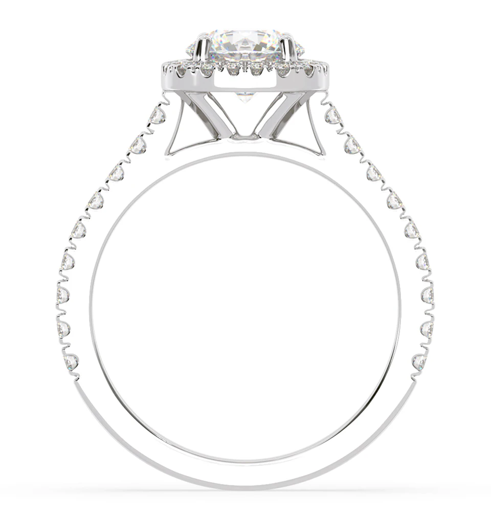 Elizabeth Lab Diamond Halo Engagement Ring 18K White Gold 2.50ct F/VS1