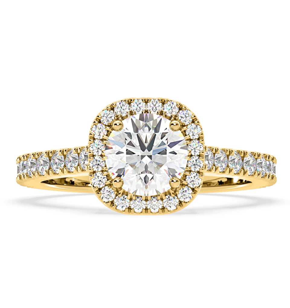 Elizabeth Lab Diamond Halo Engagement Ring in 18K Gold 1.70ct F/VS1