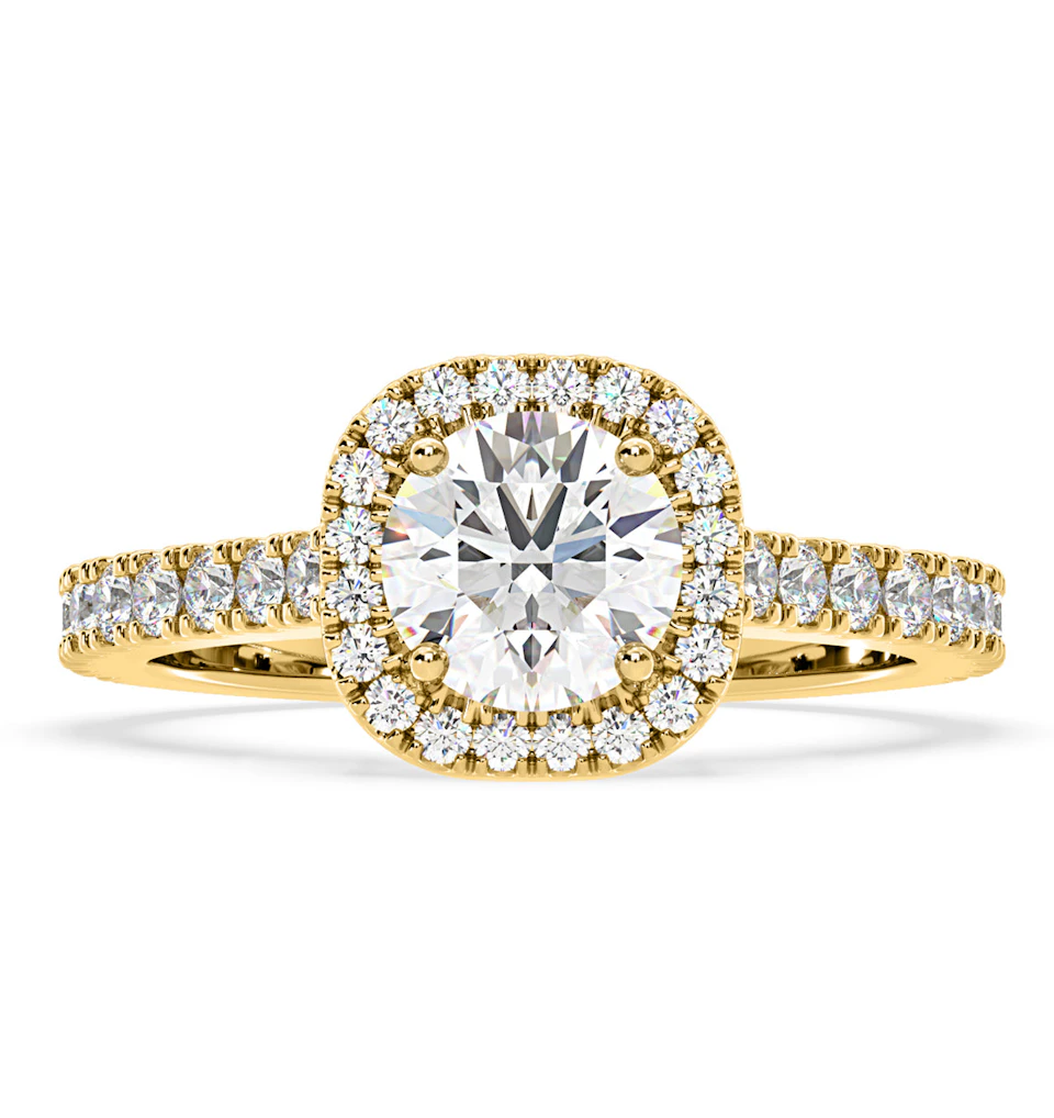 Elizabeth Lab Diamond Halo Engagement Ring in 18K Gold 2.50ct F/VS1
