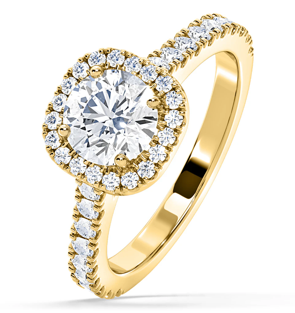 Elizabeth Lab Diamond Halo Engagement Ring in 18K Gold 2.50ct F/VS1