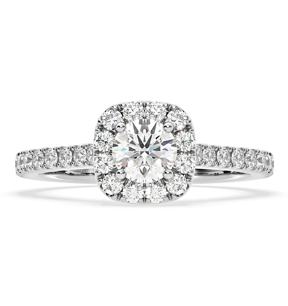 Elizabeth GIA Diamond Halo Engagement Ring in Platinum 1.30ct G/VS2