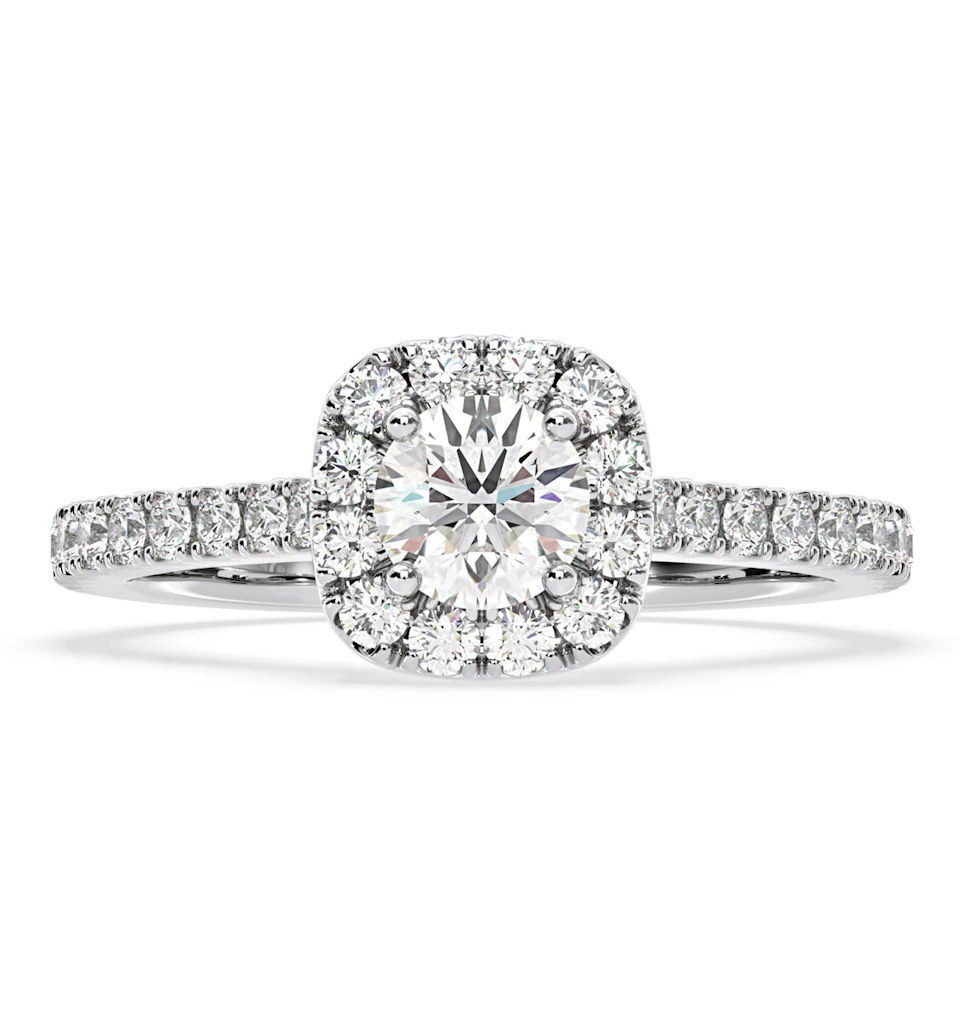 Elizabeth Diamond Halo Engagement Ring in Platinum 1.00ct G/VS2