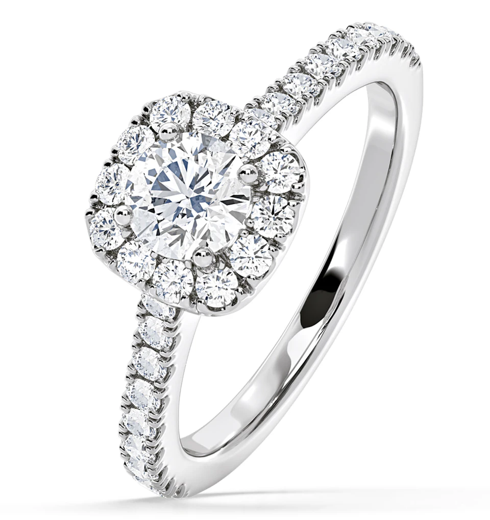 Elizabeth Diamond Halo Engagement Ring in Platinum 1.00ct G/SI1