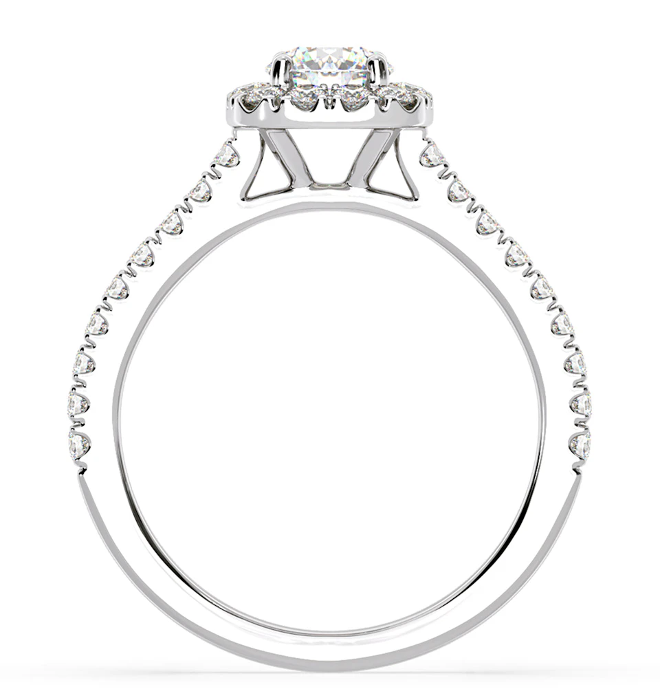 Elizabeth Diamond Halo Engagement Ring 18K White Gold 1.00ct G/SI2