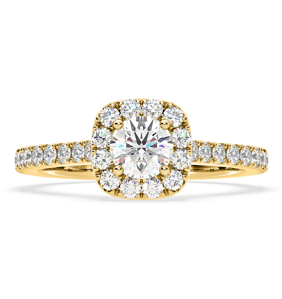 Elizabeth Diamond Halo Engagement Ring in 18K Gold 1.00ct G/VS2