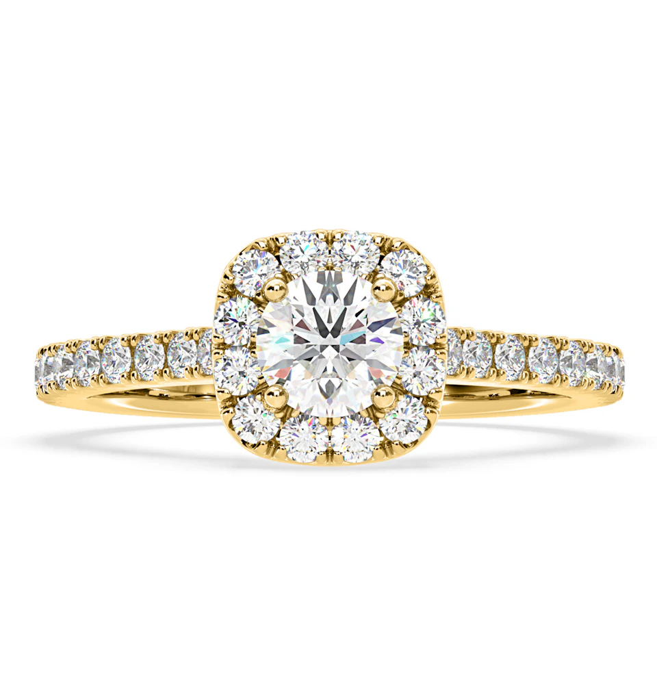 Elizabeth Diamond Halo Engagement Ring in 18K Gold 1.00ct G/SI2