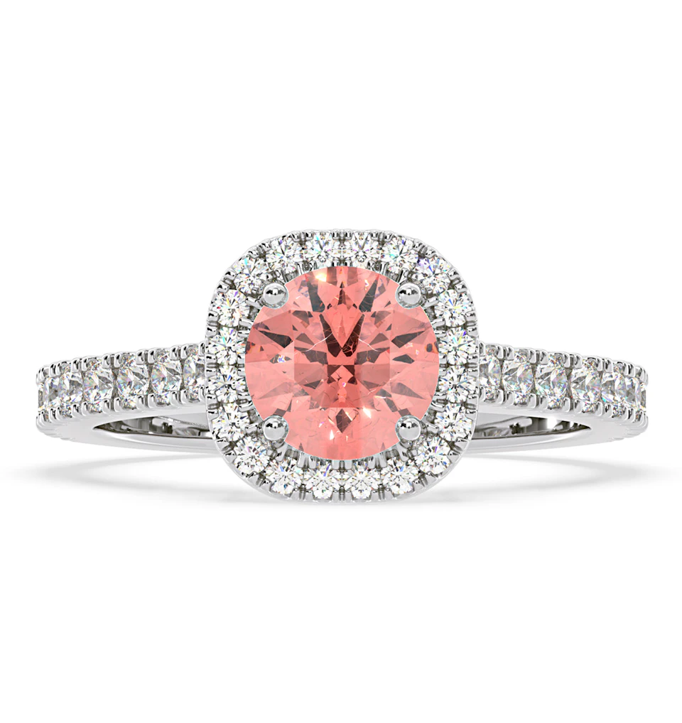 Elizabeth Pink Lab Diamond 1.70ct Halo Ring in 18K White Gold - Elara Collection