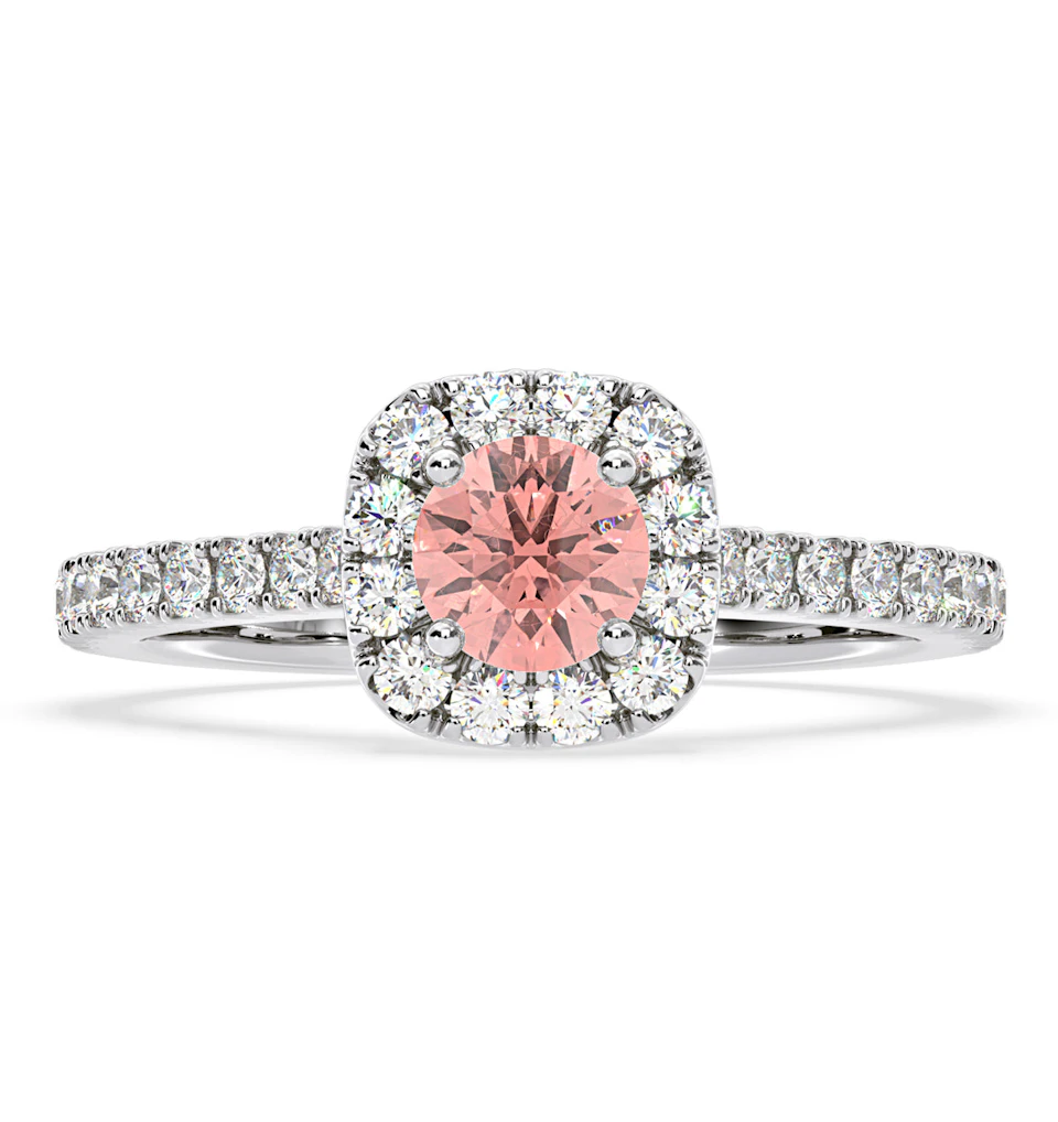 Elizabeth Pink Lab Diamond 1.00ct Halo Ring in Platinum - Elara Collection