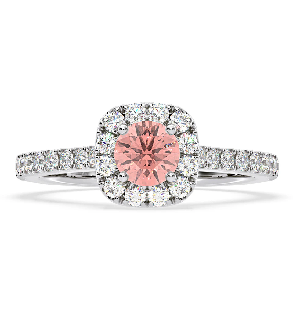 Elizabeth Pink Lab Diamond 1.00ct Halo Ring in 18K White Gold - Elara Collection