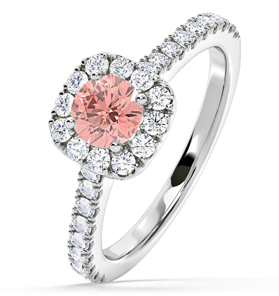 Elizabeth Pink Lab Diamond 1.00ct Halo Ring in 18K White Gold - Elara Collection