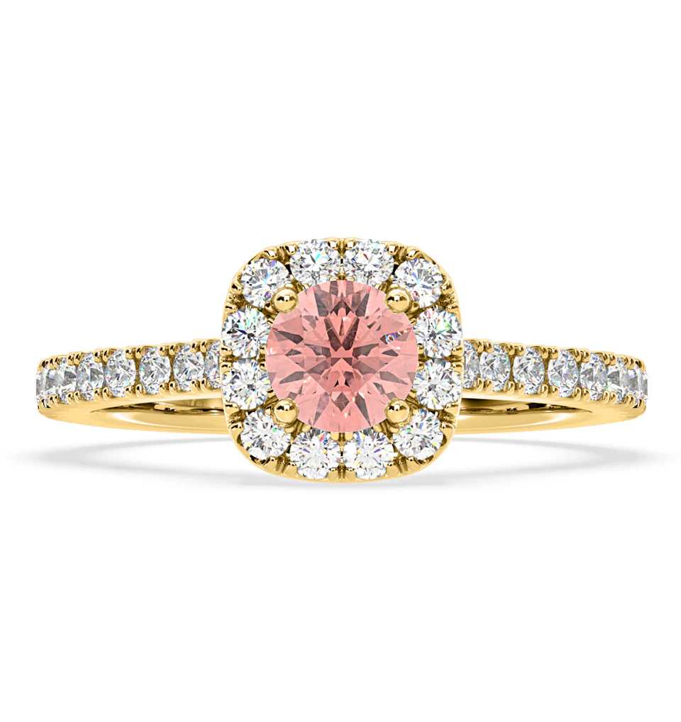 Elizabeth Pink Lab Diamond 1.00ct Halo Ring in 18K Yellow Gold - Elara Collection
