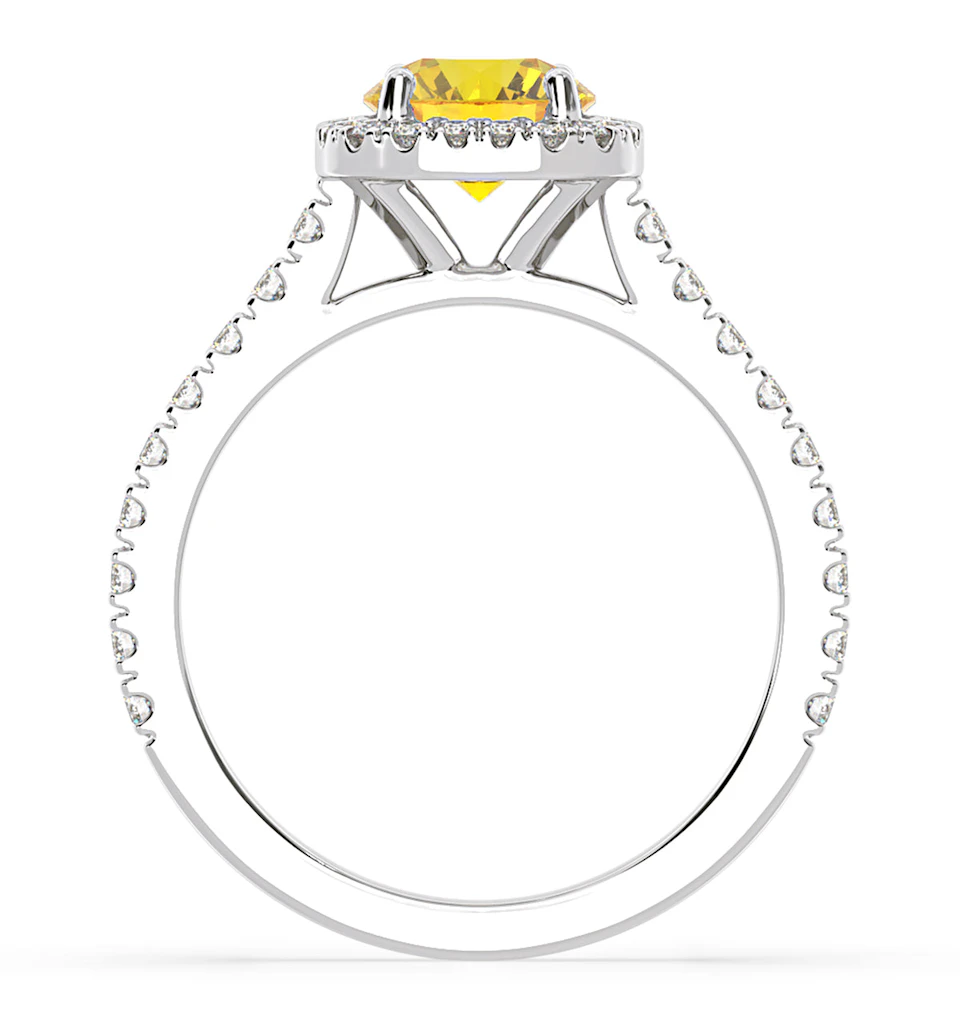 Elizabeth Yellow Lab Diamond 1.70ct Halo Ring in Platinum - Elara Collection