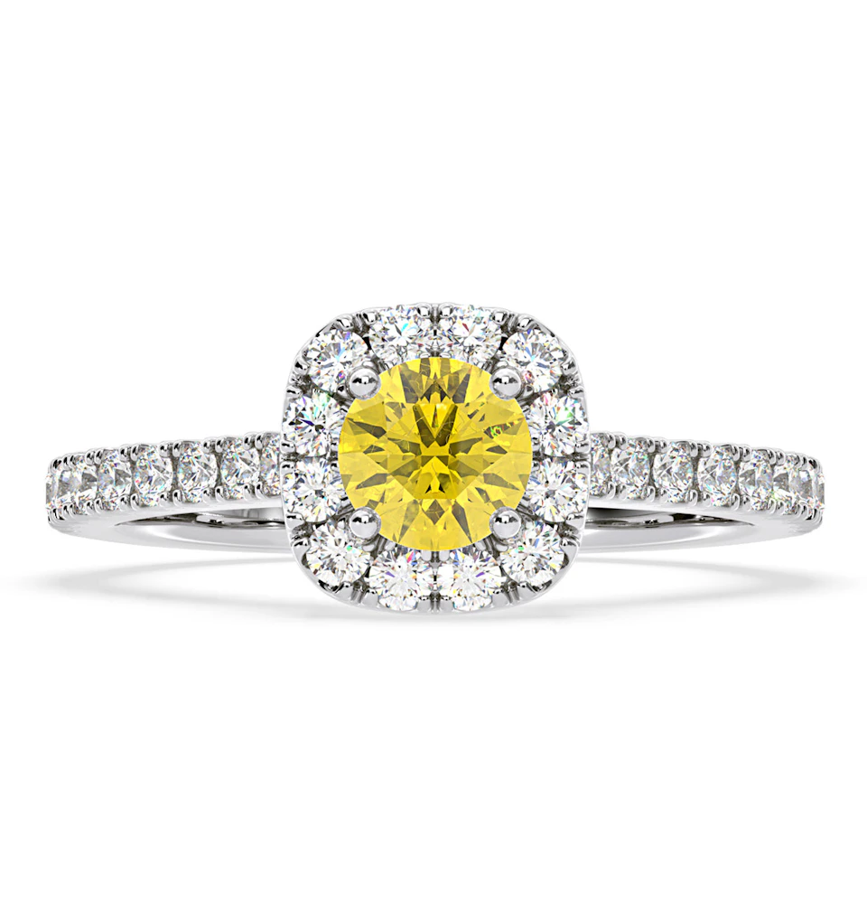 Elizabeth Yellow Lab Diamond 1.00ct Halo Ring in Platinum - Elara Collection