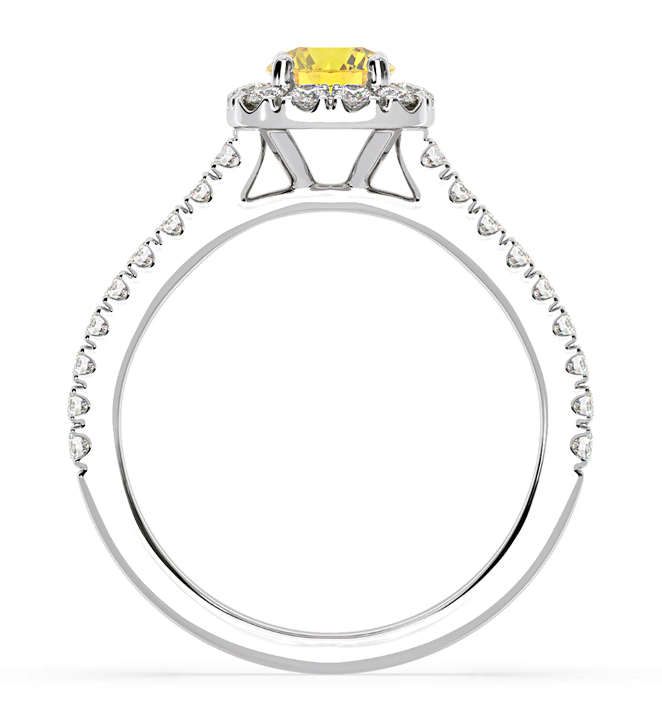 Elizabeth Yellow Lab Diamond 1.00ct Halo Ring in Platinum - Elara Collection