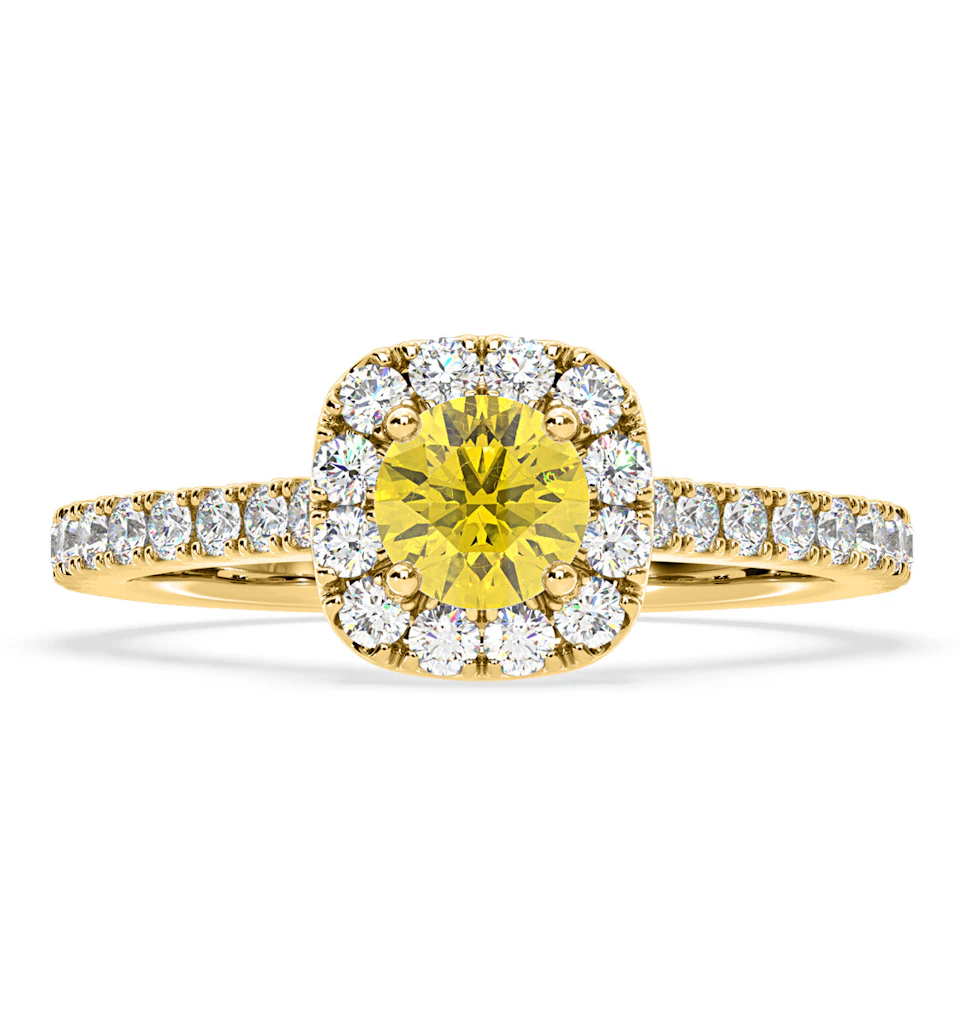 Elizabeth Yellow Lab Diamond 1.00ct Halo Ring in 18K Yellow Gold - Elara Collection