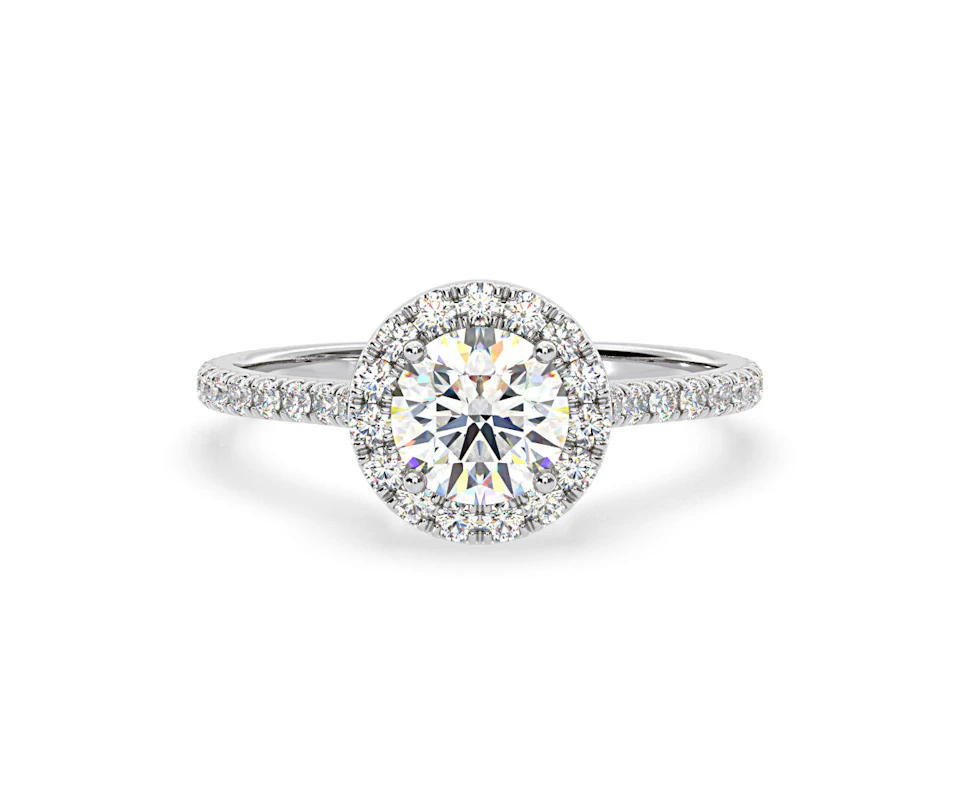 2.80ct Reina Lab Diamond Halo Engagement Ring in Platinum F/VS1