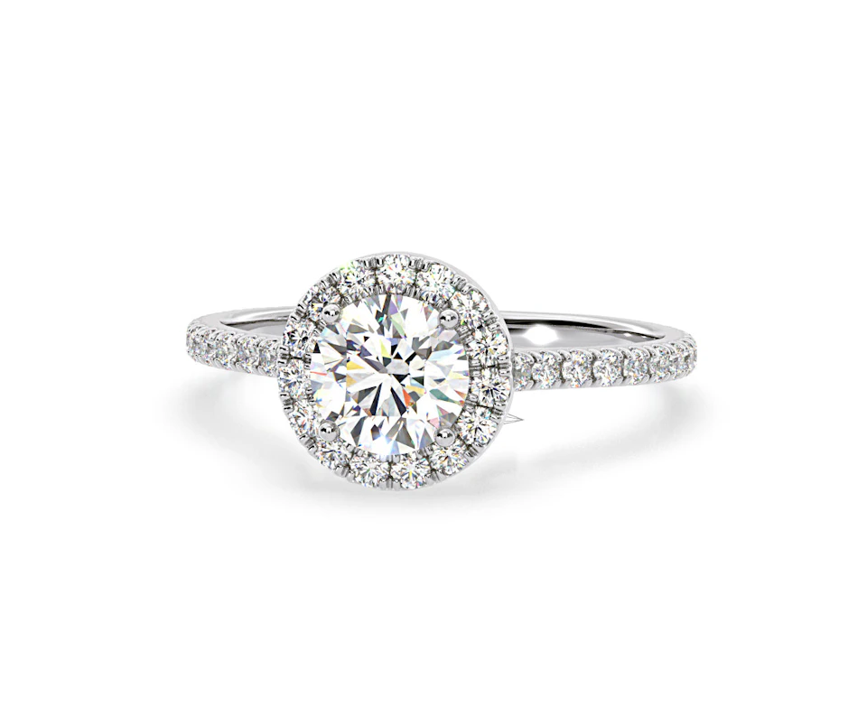 2.80ct Reina Lab Diamond Halo Engagement Ring in Platinum F/VS1