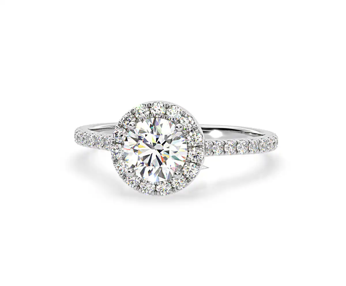 2.80ct Reina Lab Diamond Halo Engagement Ring in 18K White Gold F/VS1