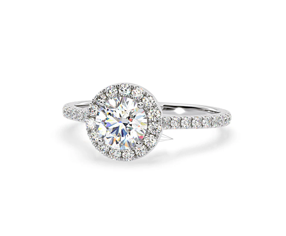 2.80ct Reina Lab Diamond Halo Engagement Ring in 18K White Gold F/VS1