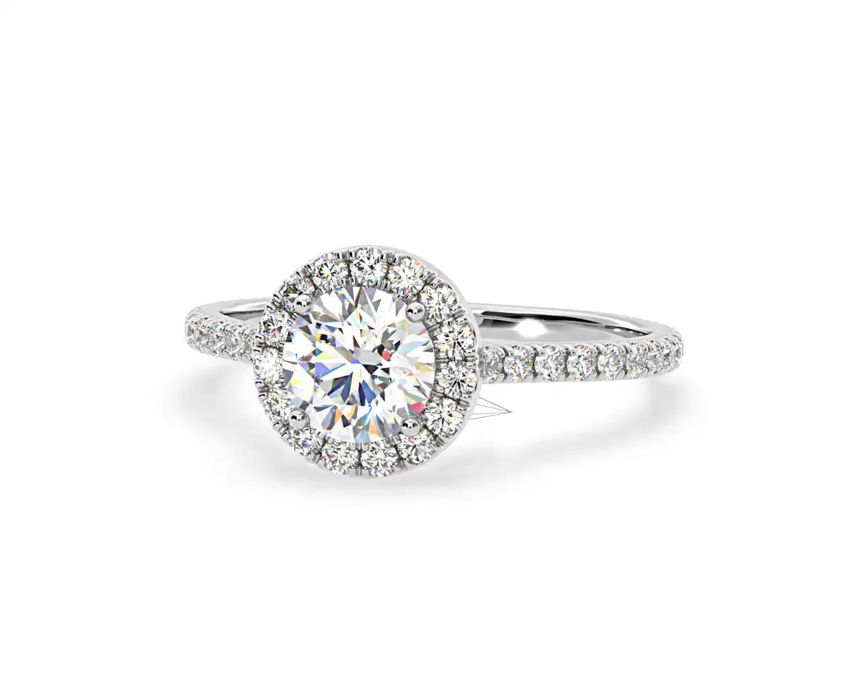 2.80ct Reina Lab Diamond Halo Engagement Ring in 18K White Gold F/VS1