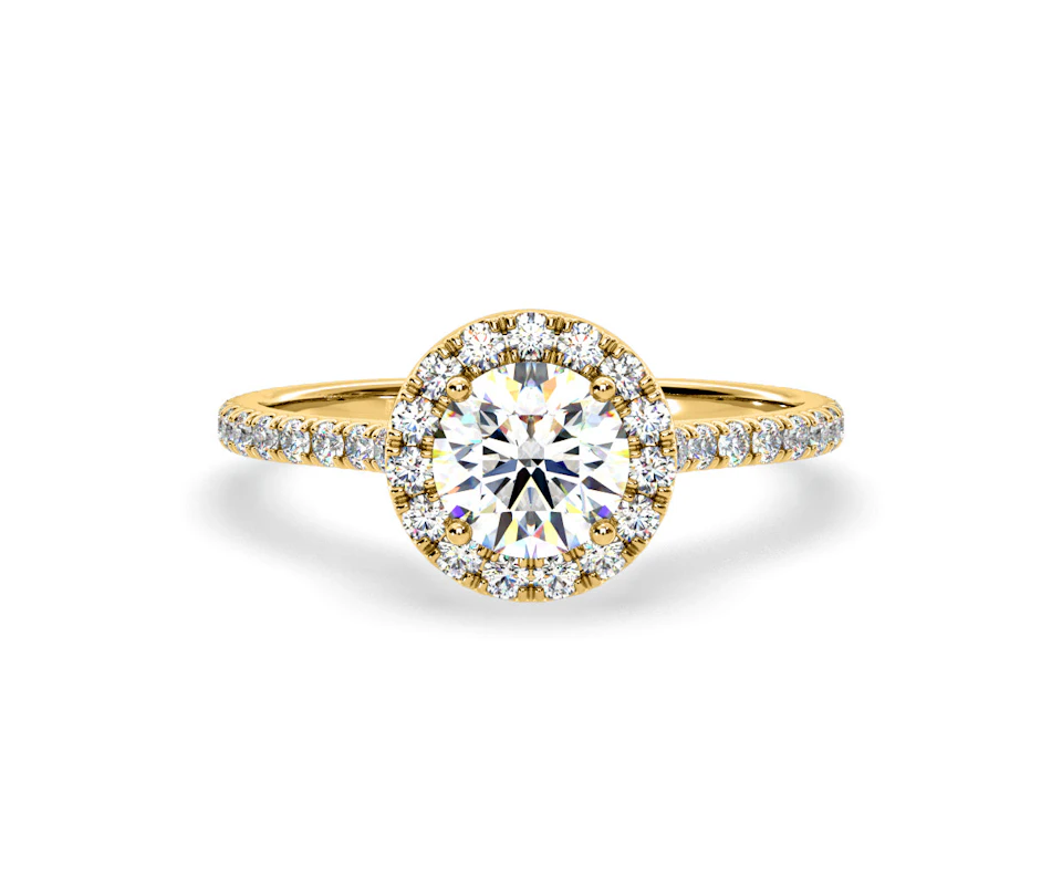2.80ct Reina Lab Diamond Halo Engagement Ring in 18K Gold F/VS1