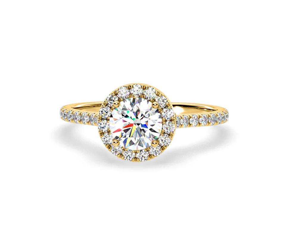 2.80ct Reina Lab Diamond Halo Engagement Ring in 18K Gold F/VS1