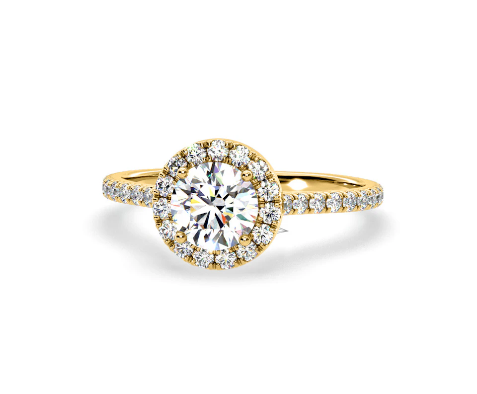 2.80ct Reina Lab Diamond Halo Engagement Ring in 18K Gold F/VS1