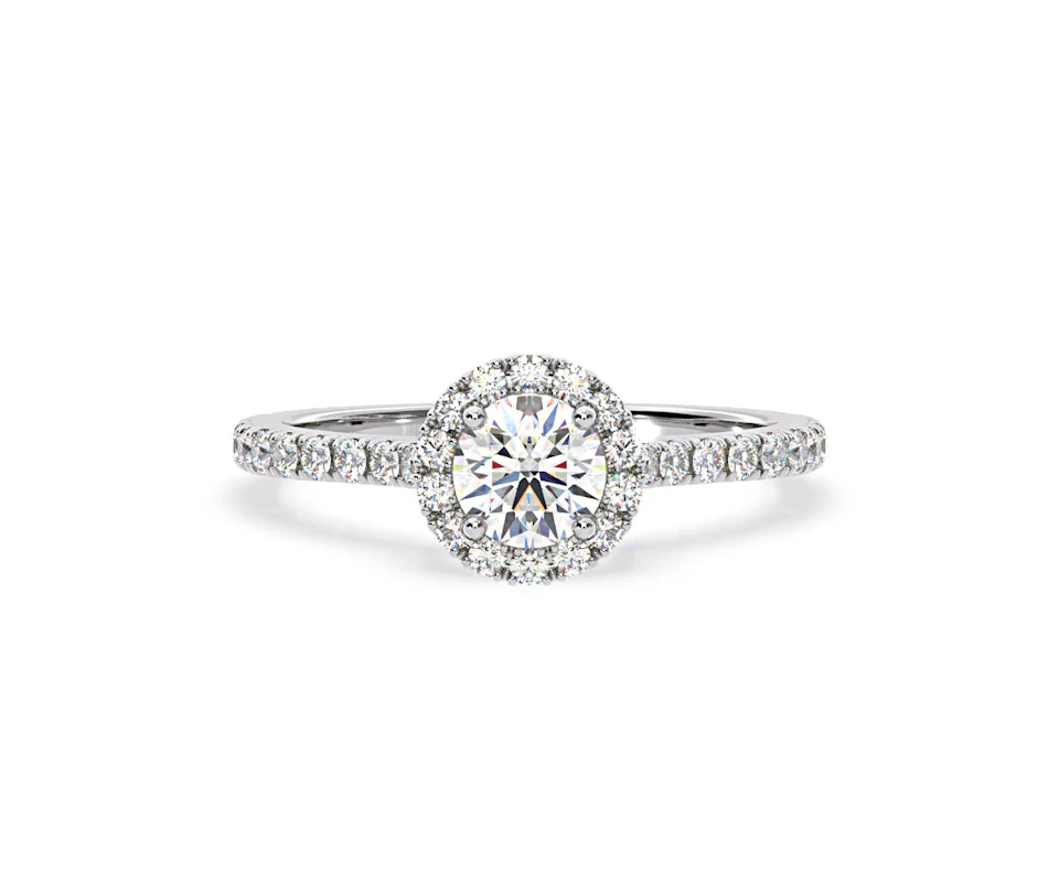 2.30ct Reina Lab Diamond Halo Engagement Ring in 18K White Gold F/VS1