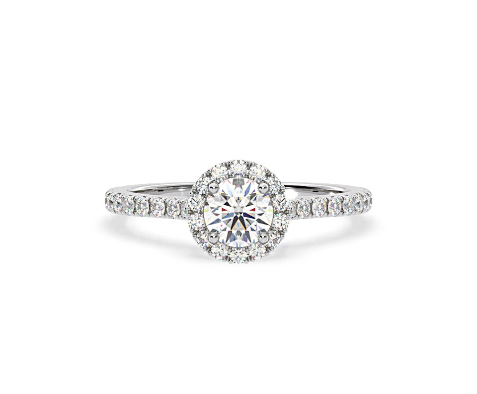 2.30ct Reina Lab Diamond Halo Engagement Ring in Platinum F/VS1