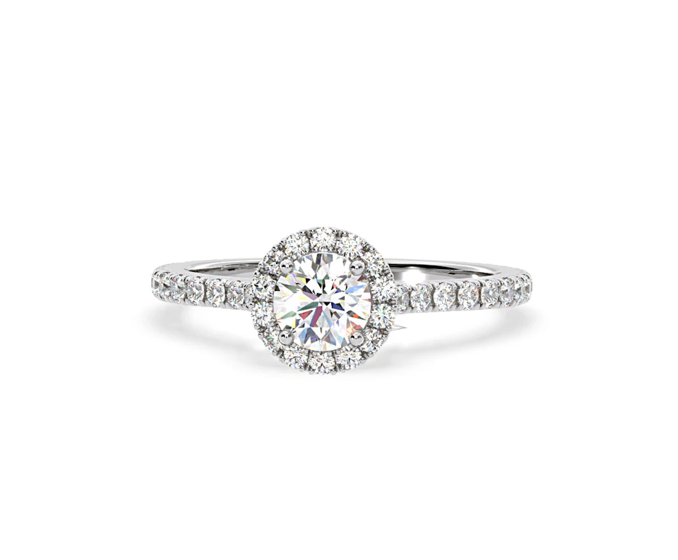 2.30ct Reina Lab Diamond Halo Engagement Ring in Platinum F/VS1