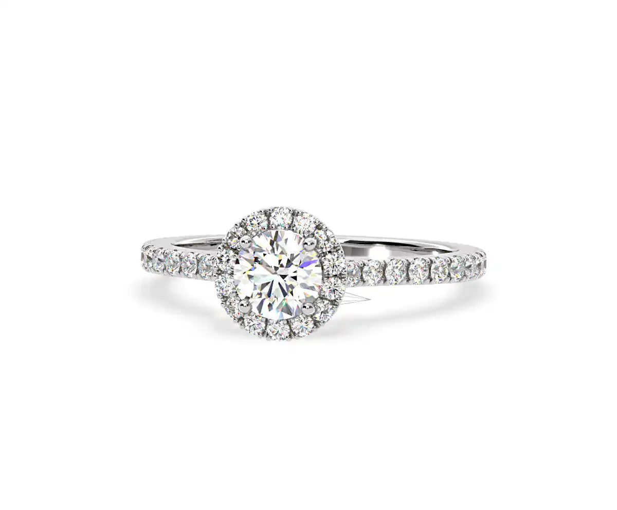2.30ct Reina Lab Diamond Halo Engagement Ring in 18K White Gold F/VS1