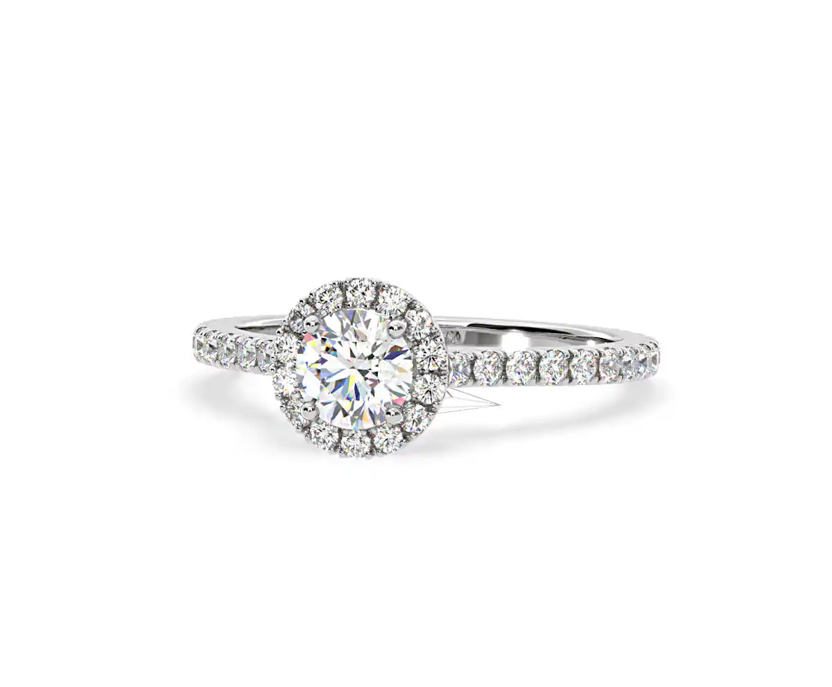 2.30ct Reina Lab Diamond Halo Engagement Ring in 18K White Gold F/VS1