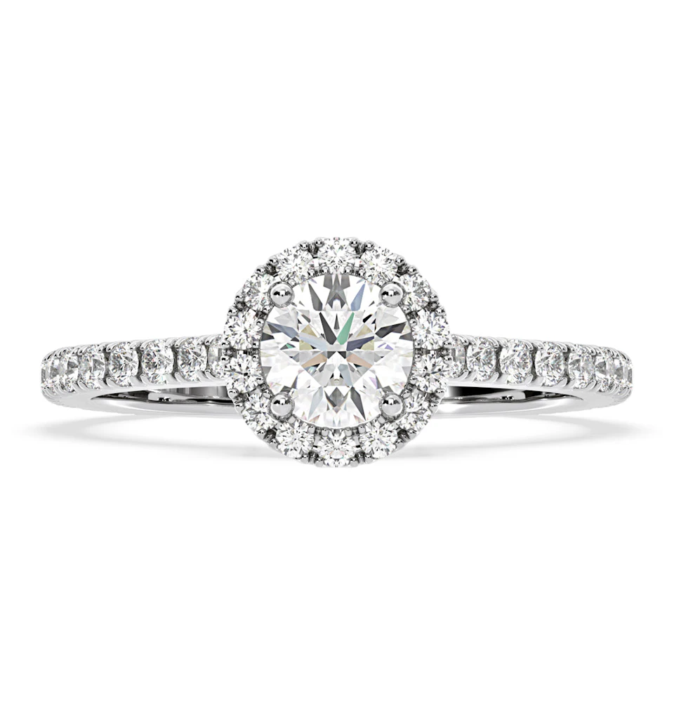 Reina GIA Diamond Halo Engagement Ring in Platinum 1.40ct G/VS1