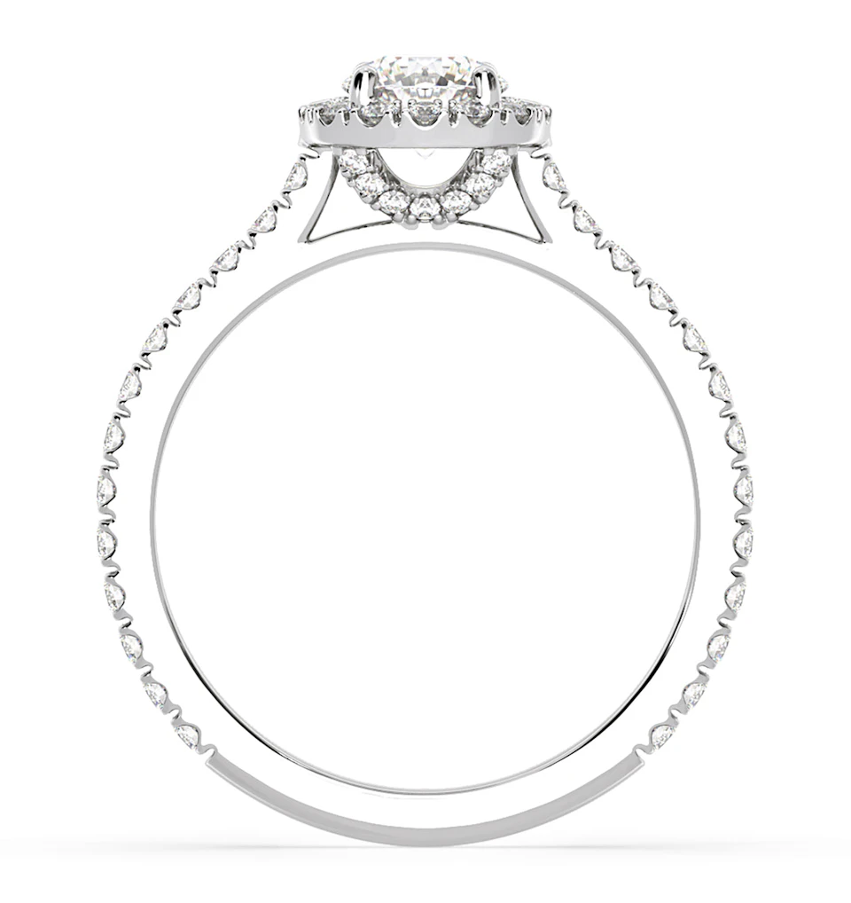Reina GIA Diamond Halo Engagement Ring in Platinum 1.40ct G/VS1