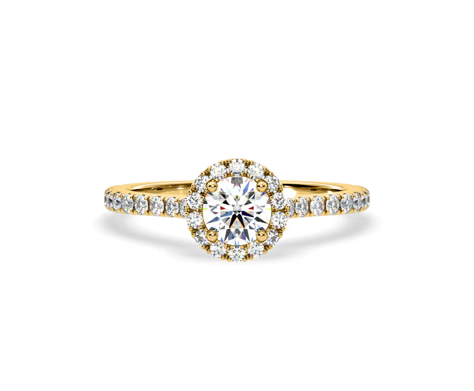 2.30ct Reina Lab Diamond Halo Engagement Ring in 18K Gold F/VS1