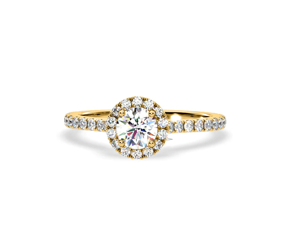 2.30ct Reina Lab Diamond Halo Engagement Ring in 18K Gold F/VS1