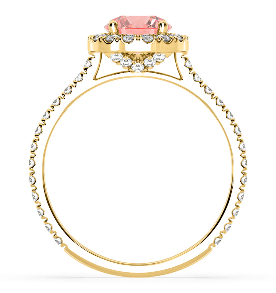 Reina Pink Lab Diamond 1.80ct Halo Ring in 18K Yellow Gold - Elara Collection
