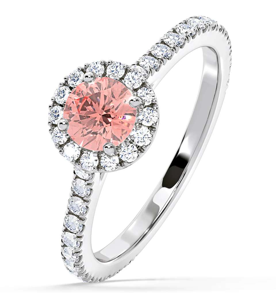 Reina Pink Lab Diamond 1.10ct Halo Ring in Platinum - Elara Collection