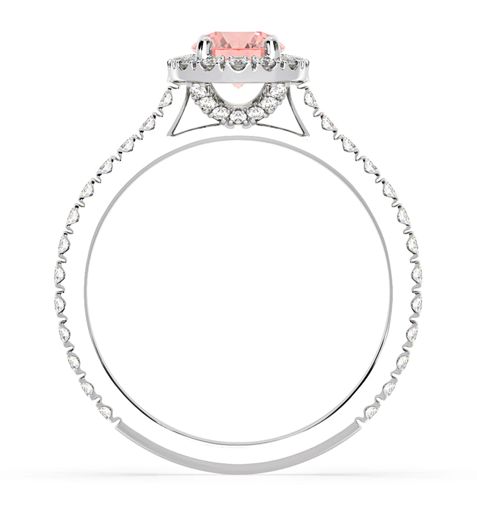 Reina Pink Lab Diamond 1.10ct Halo Ring in Platinum - Elara Collection