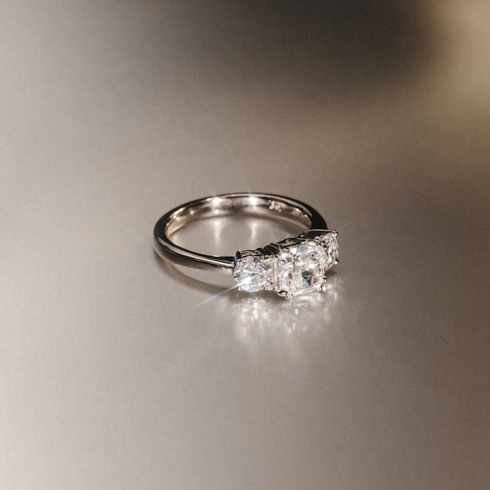 3 Stone Meghan Lab Diamond Engagement Ring 1.7CT F/VS1 in Platinum