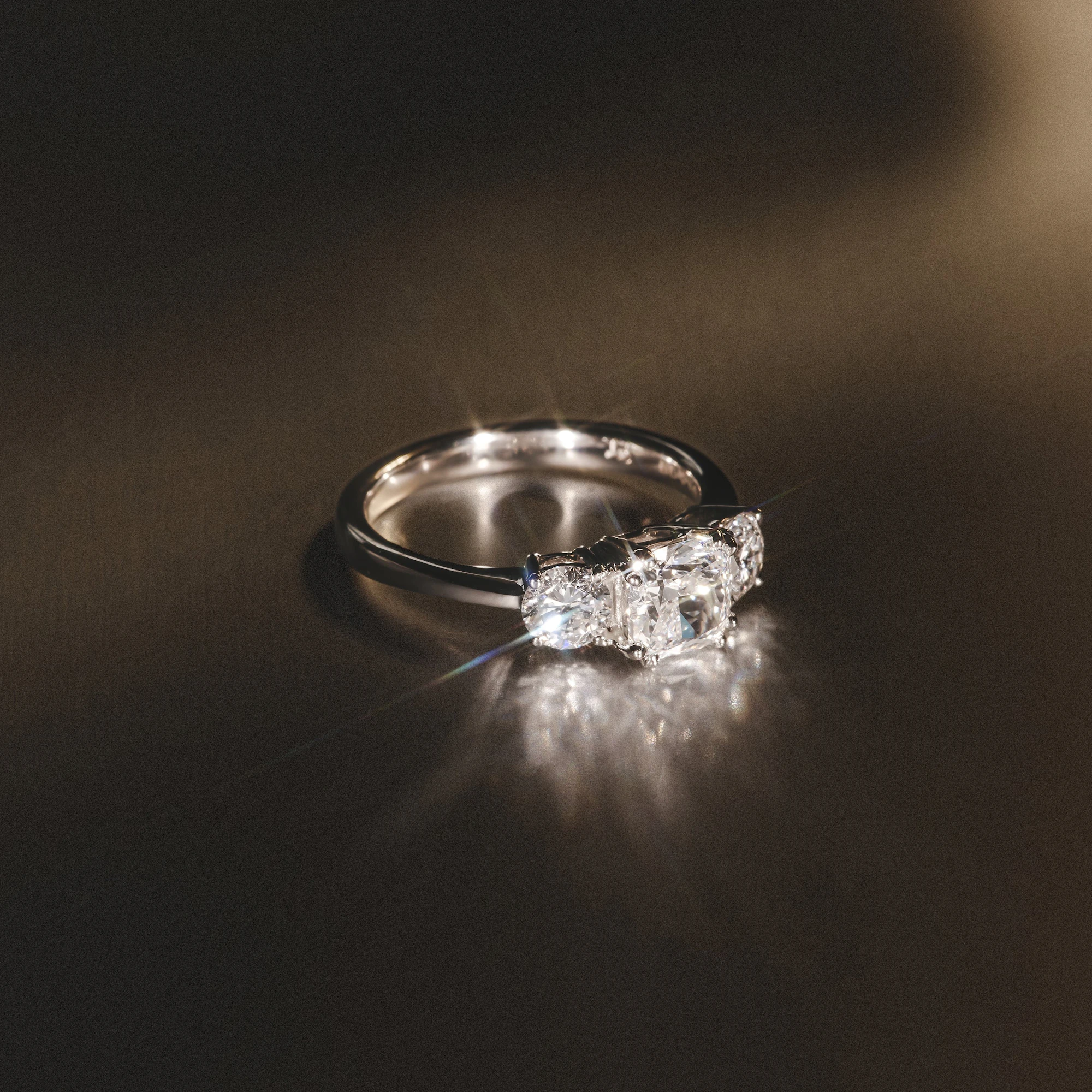 3 Stone Meghan Lab Diamond Engagement Ring 1CT F/VS1 in Platinum