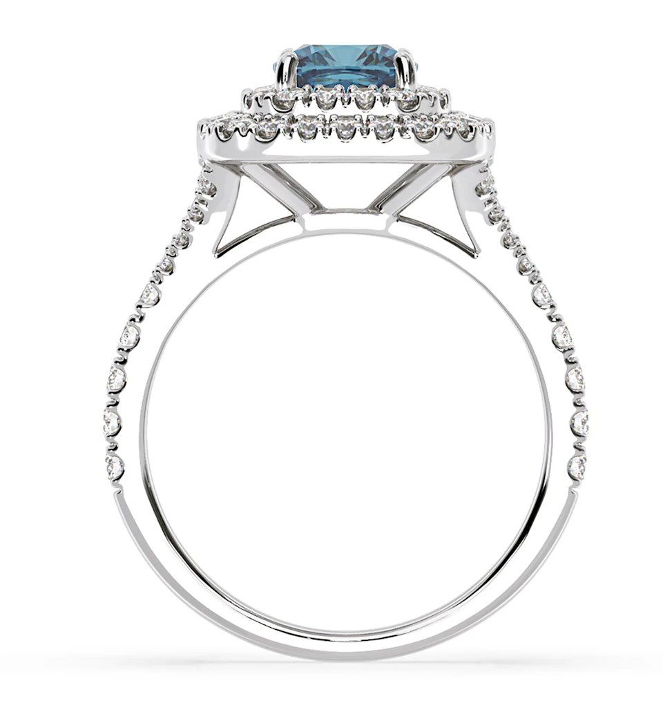 Anastasia Blue Lab Diamond 1.65ct Halo Ring in 18K White Gold - Elara Collection
