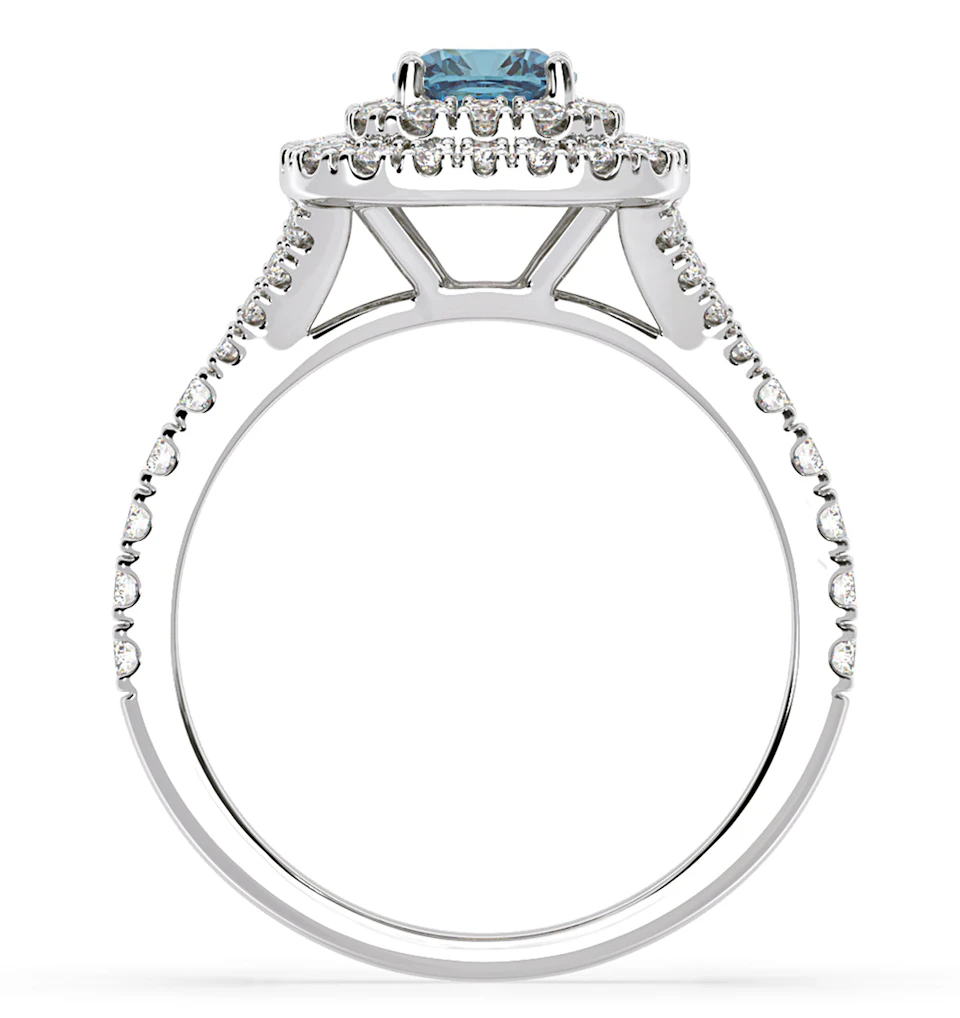 Anastasia Blue Lab Diamond 1.30ct Halo Ring in 18K White Gold - Elara Collection