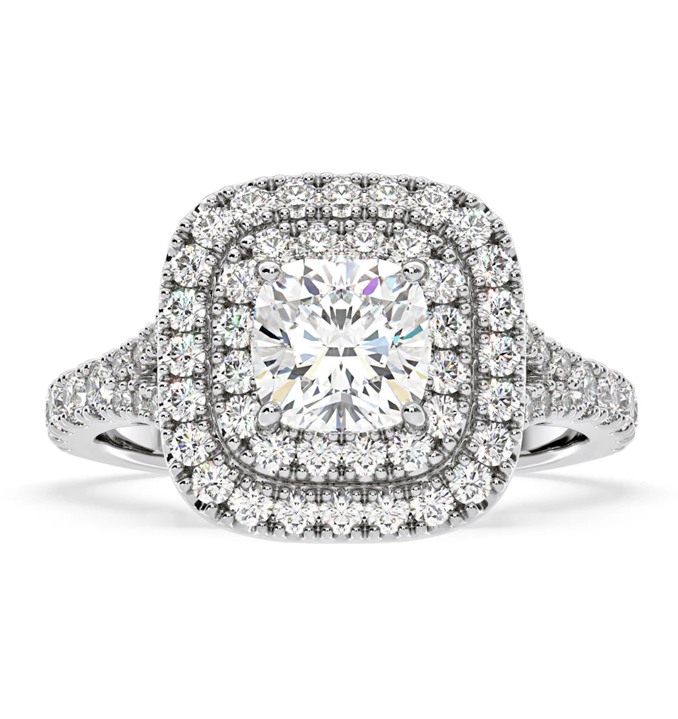 Anastasia GIA Diamond Halo Engagement Ring 18K White Gold 1.70ct G/SI1