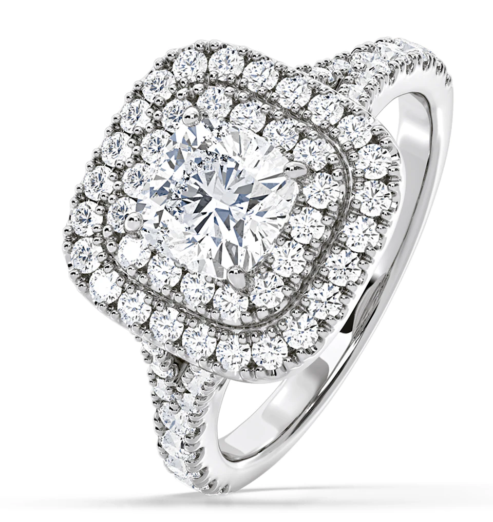 Anastasia GIA Diamond Halo Engagement Ring in Platinum 1.70ct G/VS1