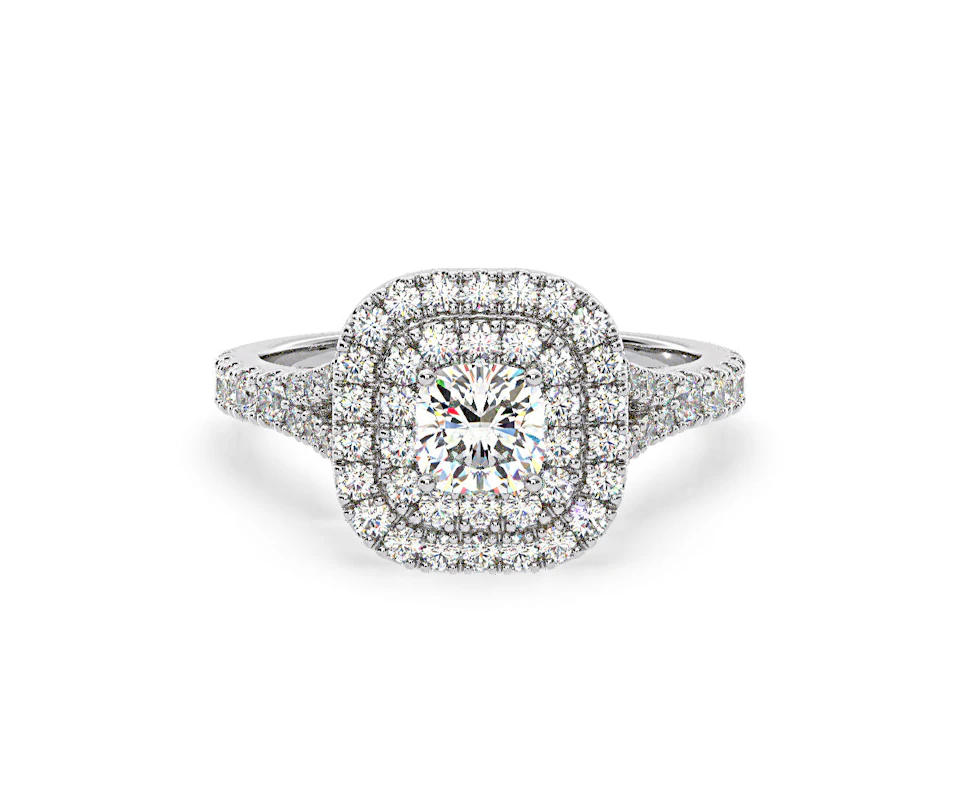 Anastasia Diamond Halo Engagement Ring in Platinum 1.30ct G/VS1