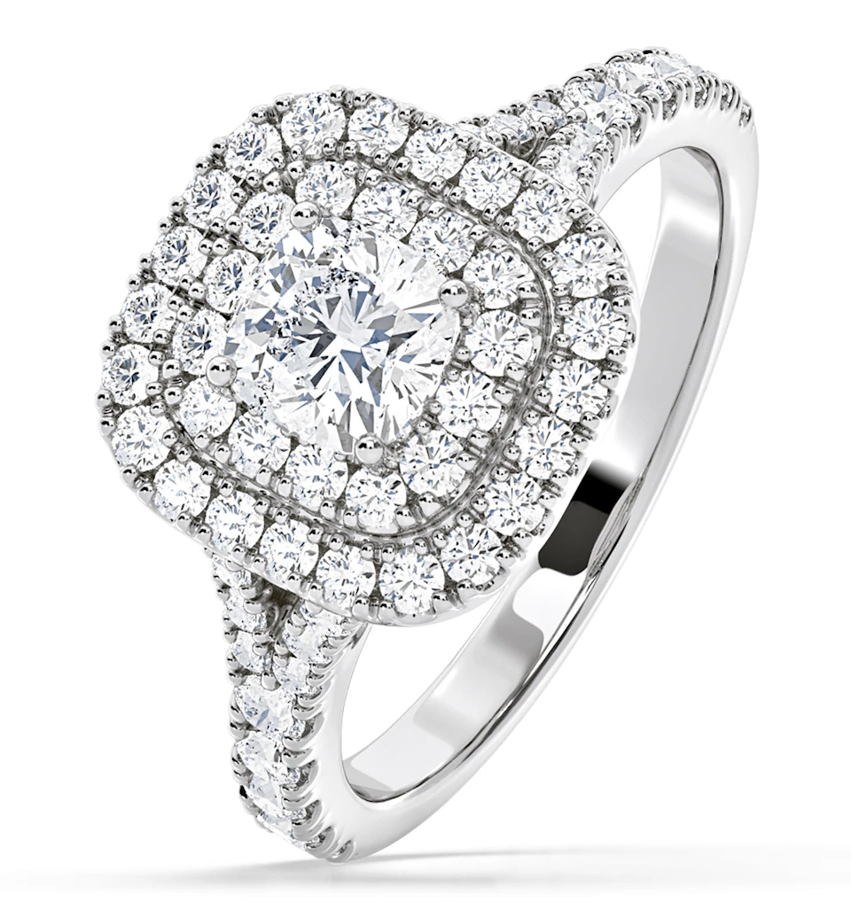 Anastasia Diamond Halo Engagement Ring 18K White Gold 1.30ct G/SI1